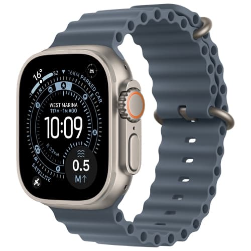 Open Box - Apple Watch Ultra 3 (GPS + Cellular) 49mm Natural Titanium Case with Anchor Blue Ocean Band
