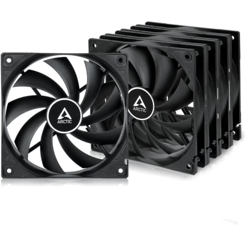 F12 (5 Pack) - 120 mm Standard Case Fan, Low Noise, Quiet Motor, Computer, Fan Speed: 1350 RPM - Black