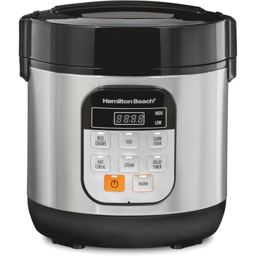 Hamilton Beach Compact Multi Cooker, 1.5 Quart, with Rice Cooker, Egg Cooker, Slow Cooker, Food Steamer and Cereal Functions, 37524
