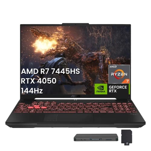 Asus TUF Gaming A16 Laptop, 16" WUXGA 144Hz IPS Screen,AMD Ryzen 7 7445HS,GeForce RTX 4050 GPU,1TB SSD,16GB RAM DDR5,Backlit Keyboard, Win11 Pro, Mecha Gray,1TB Docking Set