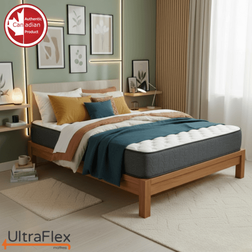 UltraFlex® HERCULES Queen Size Firm Orthopedic Mattress – Cooling Gel Soy Foam, Spinal Support, Made in Canada