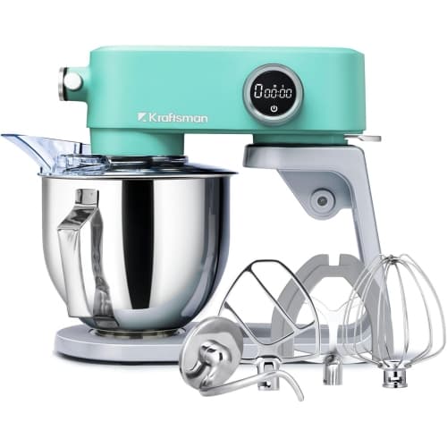 Kraftsman K50 5.3QT All Metal Stand Mixer, 5L Kitchen Food Mixer for Baking Universal Attachment Hub, 8 Speeds & Timer Function (Blue)