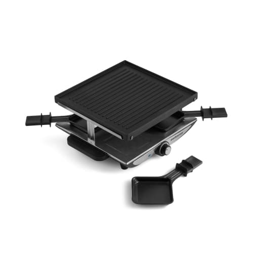 Swissmar Geneva Raclette Grill with Aluminum Non-Stick Top, Perfect for Outdoor & Indoor, Barbeque Bonding for 4 Person, Black