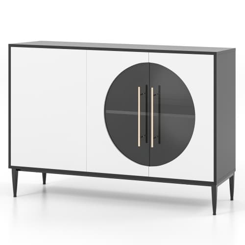 Contemporary Sideboard with Tempered Glass Door for Home Storage