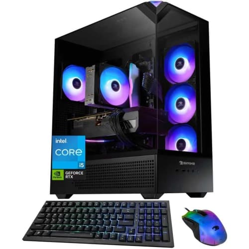 iBUYPOWER Element Gaming PC Desktop, Intel Core i5-14400F, GeForce RTX 5060Ti, 32GB DDR5 RGB 5200MHz RAM, 2TB NVMe SSD, Windows 11 Home, Tempered Glass RGB Case, Keyboard & Mouse
