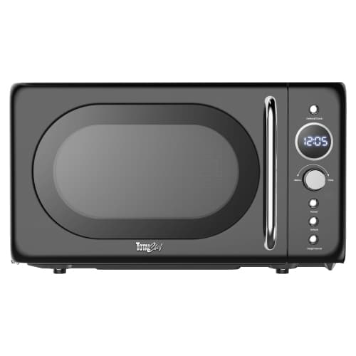 Retro Microwave Oven, 0.7 Cu Ft, Quick Start & Defrost, 8 Pre-Set Functions, 700W, Black