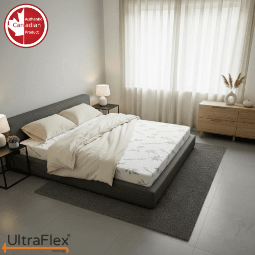UltraFlex® SUPREME Queen Size – Medium Firm Reversible Foam Mattress – Cooling Gel Infused High-Density Foam with Breathable Bamboo Cover | Made in Canada