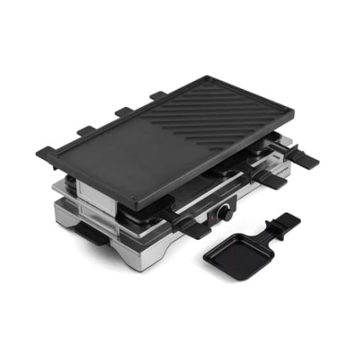 Swissmar Verso Raclette Grill, Reversible Cast Iron Top, Indoor / Outdoor, Electric Grill, Silver & Black