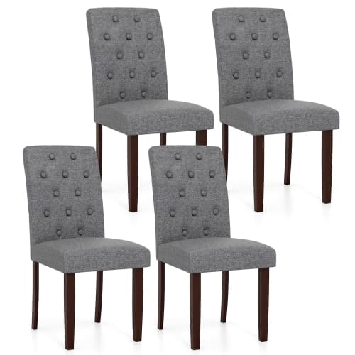 Gymax Wooden Dining Chair Set of 4 w/Rubber Wood Legs Padded Seat S Springs High Back
