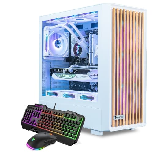 ViprTech Overlord 3.0 Liquid-Cooled Wood PC - AMD Ryzen 9 7900X (5.6Ghz Turbo), RTX 5070 Ti 16GB, 32GB DDR5 6400, 2TB NVMe SSD, 1000W Gold, VR-Ready, Gaming Computer, White