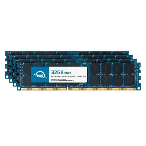 OWC 128GB (4x32GB) DDR3 ECC Registered CL9 PC3-10600 1333MHz SDRAM Memory RAM Upgrade Module Compatible with All 2013 Mac Pro 6,1 Models