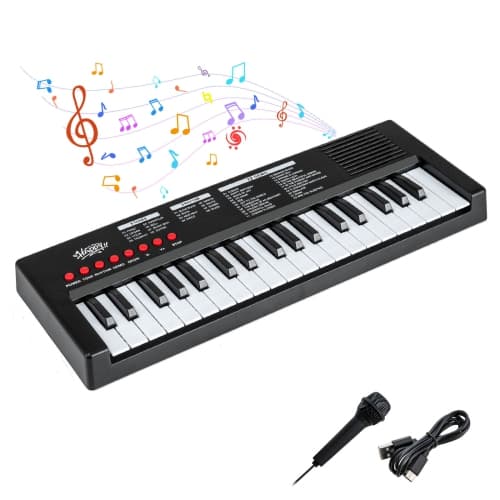 Costway Kids Piano Keyboard with 8 Rhythms 8 Tones 22 Demos for 3+ Years Old Boys & Girls Red/Black