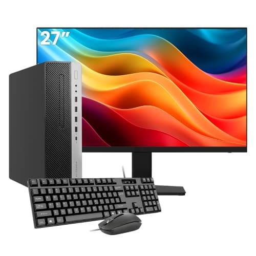 HP EliteDesk 800 G4 SFF Windows 11 Pro Desktop PC Computer Combo - 27 inch Monitor(Intel Hexa-Core i5 8th Gen Processor/ 32GB DDR4 RAM/ 1TB SSD/ WIFI) -Refurbished (Excellent)