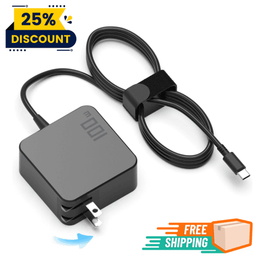 100W USB-C Laptop Charger – Fast Type-C Power Adapter for Lenovo ThinkPad, HP, Dell, ASUS, MacBook, Chromebook, Steam Deck, MSI, Samsung Galaxy, Huawei & More (C0107)