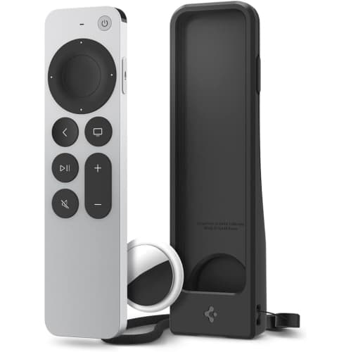 Silicone Fit Designed for Apple TV Siri Remote Anti-Slip Shockproof Case Compatible with AirTag - Black