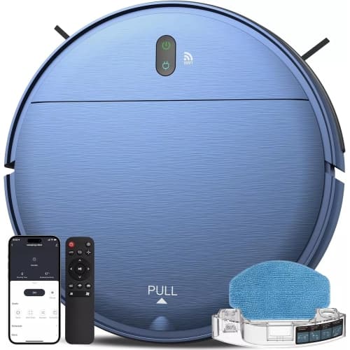 Refurbished (Excellent) - BR151 Robot Vacuum & Mop for Hard Floors with 1400Pa Suction, App/Wi-Fi/Voice Control, Obstacle Avoidance - Navy