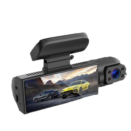 WiFi Dash Cam - 3.16-inch Screen, HD Dual Cameras, Front and Interior View, 1080P Night Vision, Loop Recording with Auto-Overwrite (+32GB Memory Card)