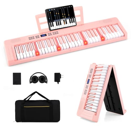 Gymax 61-Key Foldable Piano Keyboard w/MIDI Split Function Headphone Sustain Pedal