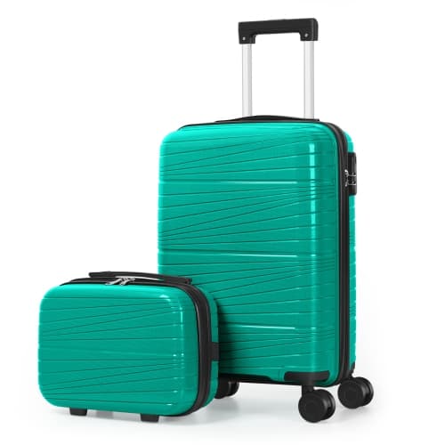 Lightweight Green PP Luggage Set - 2-Piece Suitcase (14" & 20") - Durable & Stylish Travel Bags for Easy Carry-On Essentials