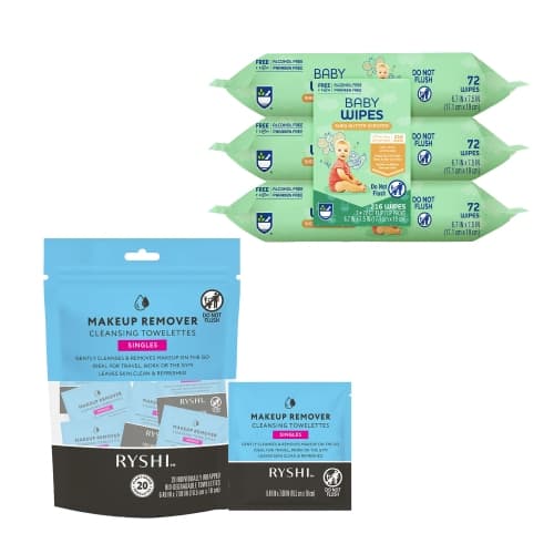Pursonic Everyday Care & Clean Bundle: Baby Wipes with Aloe + Makeup Remover Cleansing Towelettes