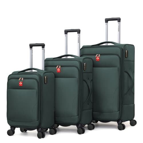 SWISS VELARI 3 PC Softside Luggage Set (20", 29", 32") Waterproof Oxford Fabric, Anti-Theft Zipper