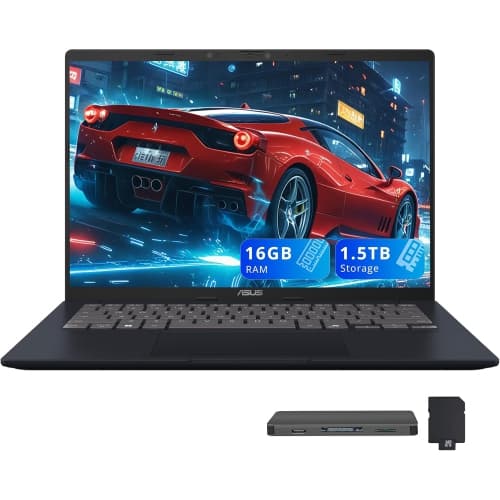 ASUS Vivobook 14" WUXGA Laptop, Snapdragon X Processor, 1.5TB Storage (512GB SSD + 1TB Docking Station Set), 16GB RAM, Qualcomm Adreno Graphics, AI Copilot,Windows 11, Quiet Blue