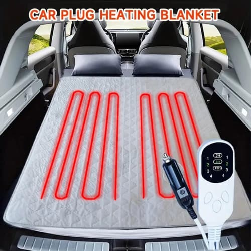 Car Heating Blanket 12V Electric Travel Throw or Car/Truck/SUV/RV, Fast-Heating Portable Pad with Timer, Machine Washable Winter Car Accessory for Camping, Office & Road Trips