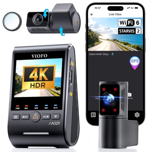 VIOFO A329S 4K 3 Channel Dash Cam, 4K Front + 2K Cabin Fisheye (210°) + 2K Rear, Power Saving Parking Mode, Wi-Fi 6, All-Channel STARVIS 2 Sensors, Supports up to 4TB SSD Storage