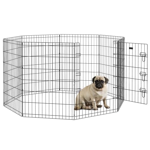 PawHut Dog Playpen Puppy Play Pen, 8 Panels Pet Exercise Fences for Outside Indoor, 36"H