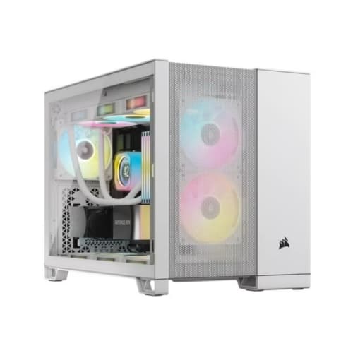 CORSAIR 2500D Airflow mATX PC Case – No Fans Included – Dual-Chamber Design – Wide Cooling Flexibility – Reverse Connection Motherboard Compatible – White
