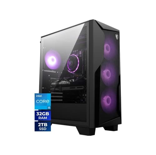 Refurbished (Excellent) MSI Codex R2 Gaming Desktop – Intel Core i5-14400F, 32GB DDR5, 2TB PCIe Gen4 NVMe SSD, GeForce RTX 5060, Wi-Fi 6E, 650W Gold PSU, ARGB Air Cooling, Black