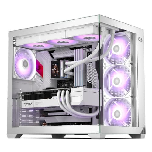 PCCOOLER CPS C3 T700 PC Case, Dual-Chamber Mid-Tower ATX Case, High-Airflow Computer Case, BTF Motherboard Supports, Sturdy Tempered Glass Panels, White (Fans Not Included)