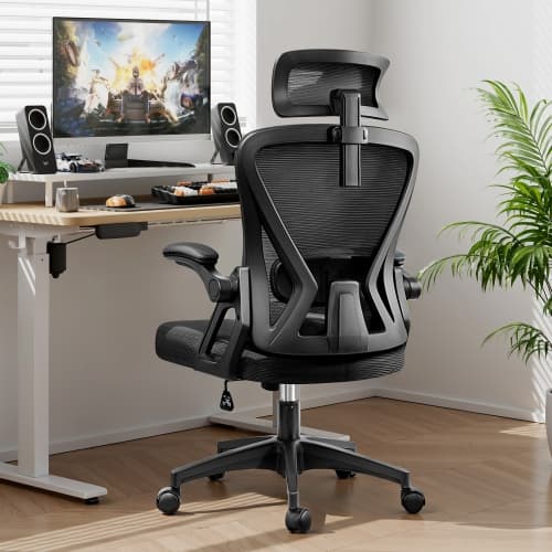 Ergonomic High-back Office Chair, Adjustable Home Office Mesh Desk Chair with Headrest/Flip-up Armrests, Task Computer Chair for Home/Office
