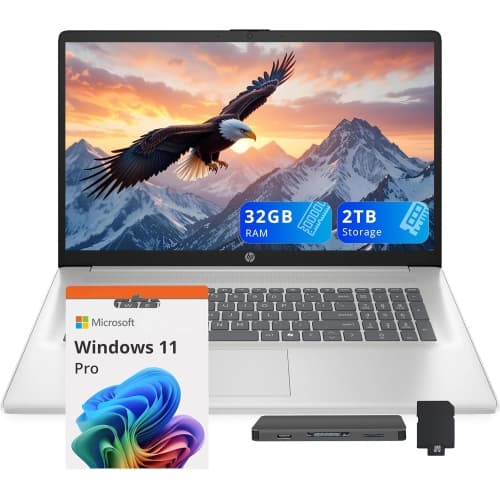 HP 17.3" FHD Business Laptop - Intel Core i7-1355U - 32GB DDR4 - 1TB SSD + 1TB Docking Station - Iris Xe - Windows 11 Pro - Silver