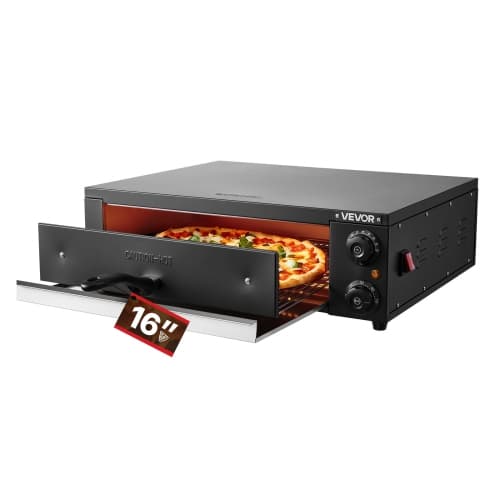 VEVOR 16 in Electric Pizza Oven, Countertop Pizza Oven, 77 to 572°F Temp Range, 1750W Indoor Pizzas Maker w/Timing & Temp Control, Pizzas Cooker w/Dual Heat Tube, Grill Rack