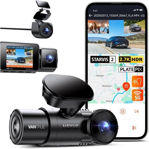 Refurbished(Excellent) - Vantrue N4S 3-Channel Dash Cam 2.7K Front 1440P Cabin 1440P Rear WiFi GPS PlatePix STARVIS 2 HDR IR Night Vision 24/7 Parking Mode