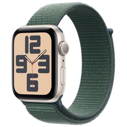 Open Box - Apple Watch SE (GPS) 44mm Starlight Aluminum Case with Lake Green Sport Loop