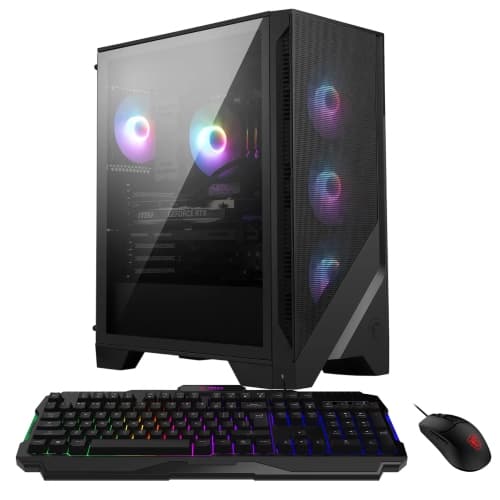 MSI Codex R2 AI Gaming Desktop, Intel Core Ultra 7 265, 4TB SSD, 64GB DDR5, NVIDIA GeForce RTX 5060 Ti, Air Cooling, Wi-Fi 6E, Bluetooth 5.3, Keyboard & Mouse, Win 11 Pro, Black