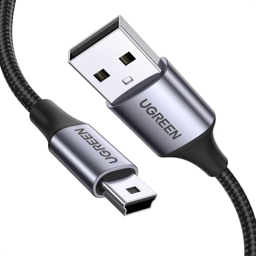 Mini USB Cable USB 2.0 Charger Type A to Mini B Male Nylon Braided Cord for Hero 3 Plus 4, Hero HD, PS3 Controller, Dash Cam, MP3 Player, Digital Camera, Sat Navigation, GPS, PDA (