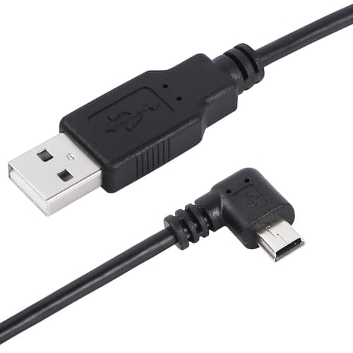 9.8FT 90 Degree Mini USB Cable, Angle Mini USB B Male to USB A 2.0 Male Data Sync and Charging Cable for Garmin Nuvi GPS,Canon,Dash Cam (3m, Black Left Angle)