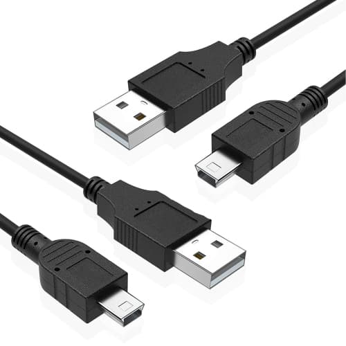2 Pack 3.3FT Mini USB Charger Cable for GoPro Hero 3 Plus, Replacement USB 2.0 Type A Male to Mini B Charging Cable Compatible with PS3 Controller, Dash Cam, MP3 Player, Garmin Nuv