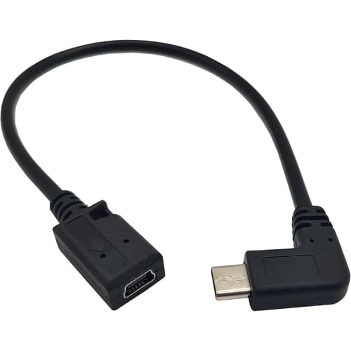 USB Type C to Mini USB Cable, 90 Degree USB-C Male to Mini USB Female Adapter Converter for MacBook Pro, Laptop, Android Devices(Only for Charging) (TypeC to Mini)