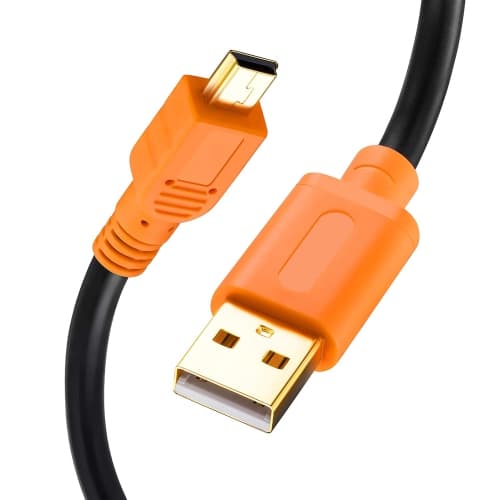 Mini USB Cable 20Ft, USB 2.0 Type A to Mini B Cable Male Cord for GoPro Hero 3+, Hero HD, Cell Phones, MP3 Players, Digital Cameras,GPS Receiver, PDAs etc (20Ft, Orange)