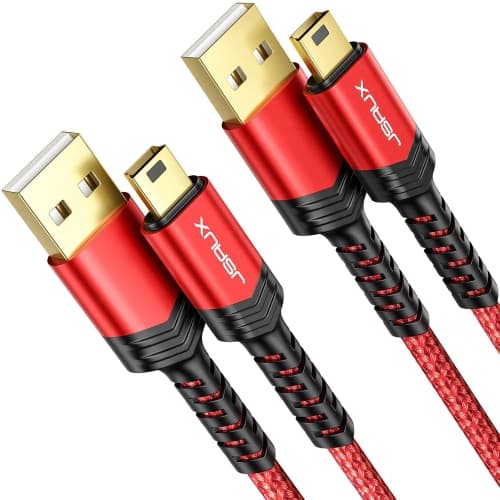 Mini USB Cable[2-Pack 3.3ft+6.6ft], USB 2.0 Type A to Mini B Fast Charging Braided Cord Compatible with Blue Yeti Microphone Garmin Nuvi GPS 50 55 Ti-84 Plus CE Canon Rebel t7 Came