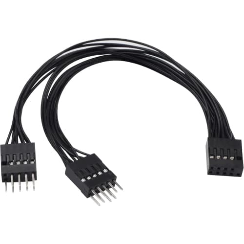 USB Header Splitter Cable 5inch/15cm, USB 2.0 9Pin Female to Dual 9-Pin Male Extension Cable for Internal Computer Motherboard Black (1 Pack)