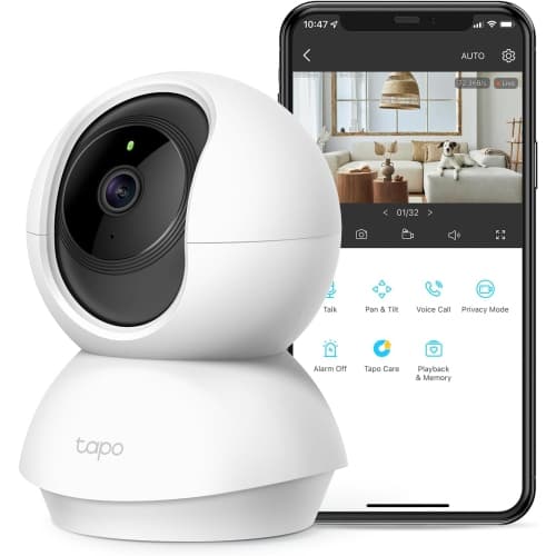 TP-Link Tapo C210 2K Pan/Tilt Indoor Security Camera, 360° Motion Tracking, Baby & Pet Monitor, 2-Way Audio, Night Vision, Alexa Google
