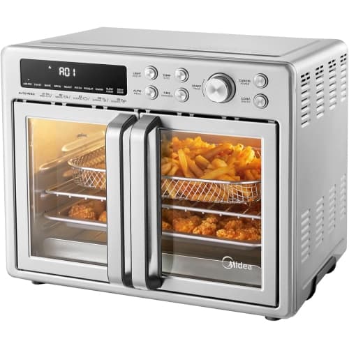 Midea Flexify French Door Air Fryer Toaster Oven Combo, 26.4 Qt Extra Large, 10-in-1 Countertop Oven with Convection, Stainless Steel