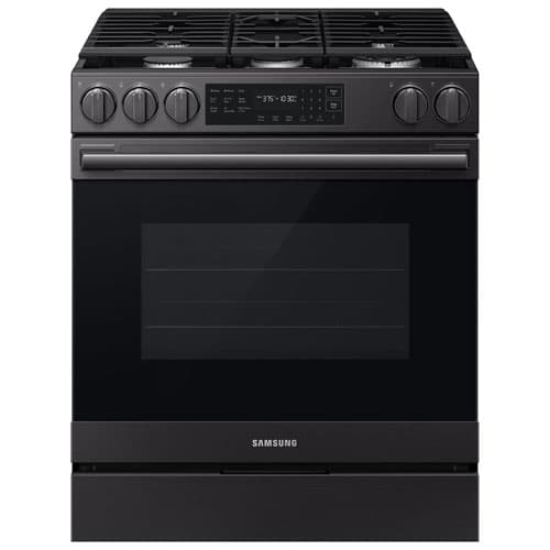 Samsung BESPOKE 30" 6 Cu. Ft. True Convection 5-Burner Slide-In Gas Range (NSG80H60SEAA) - Matte Black Stainless Steel