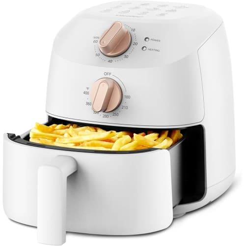 COMFEE White Compact 2.1 Qt Air Fryer 12 Presets, Adjustable Temp 80–204°C, Rapid Air Frying, Nonstick Dishwasher-Safe Basket, Auto Shut-Off, Space-Saving Design