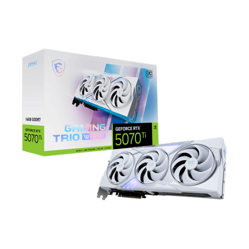 MSI GeForce RTX 5070 Ti 16G Gaming Trio OC White Graphics Card - 16GB GDDR7 (28Gbps/256-bit), PCIe 5, Boost: 2572 MHz, HDMI 2.1b, DisplayPort 2.1b